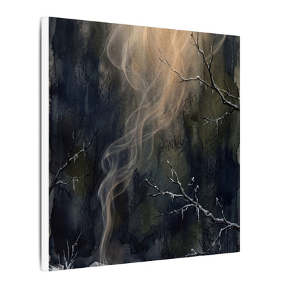 Incense Smoke Winter Canvas Art | Dark Japandi Moody Design