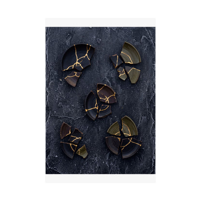 Moody Broken Pottery Wall Art Print - Shadow Zen Dark Japandi