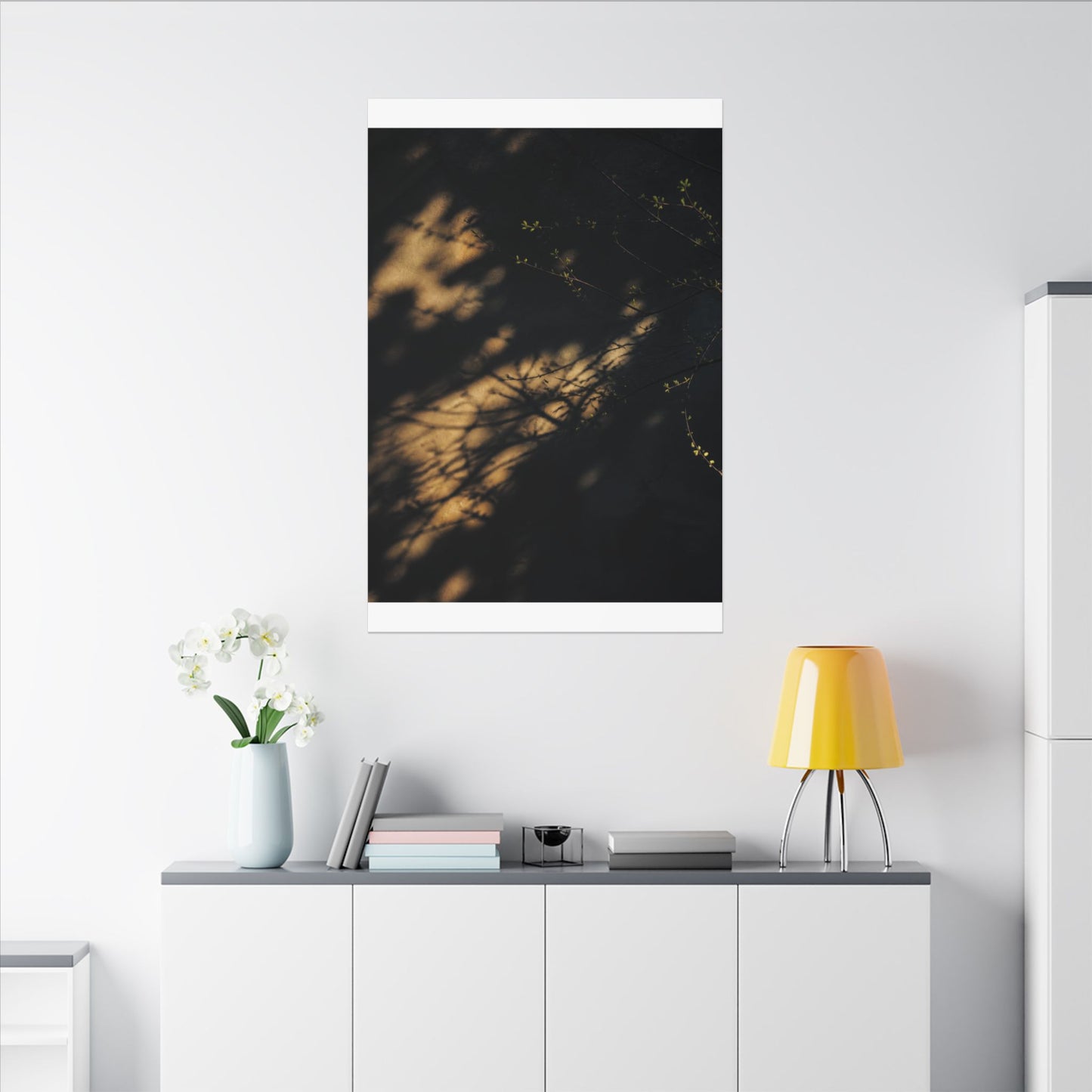 Moody Shadow Play Canvas Art - Moody Minimal Dark Japandi