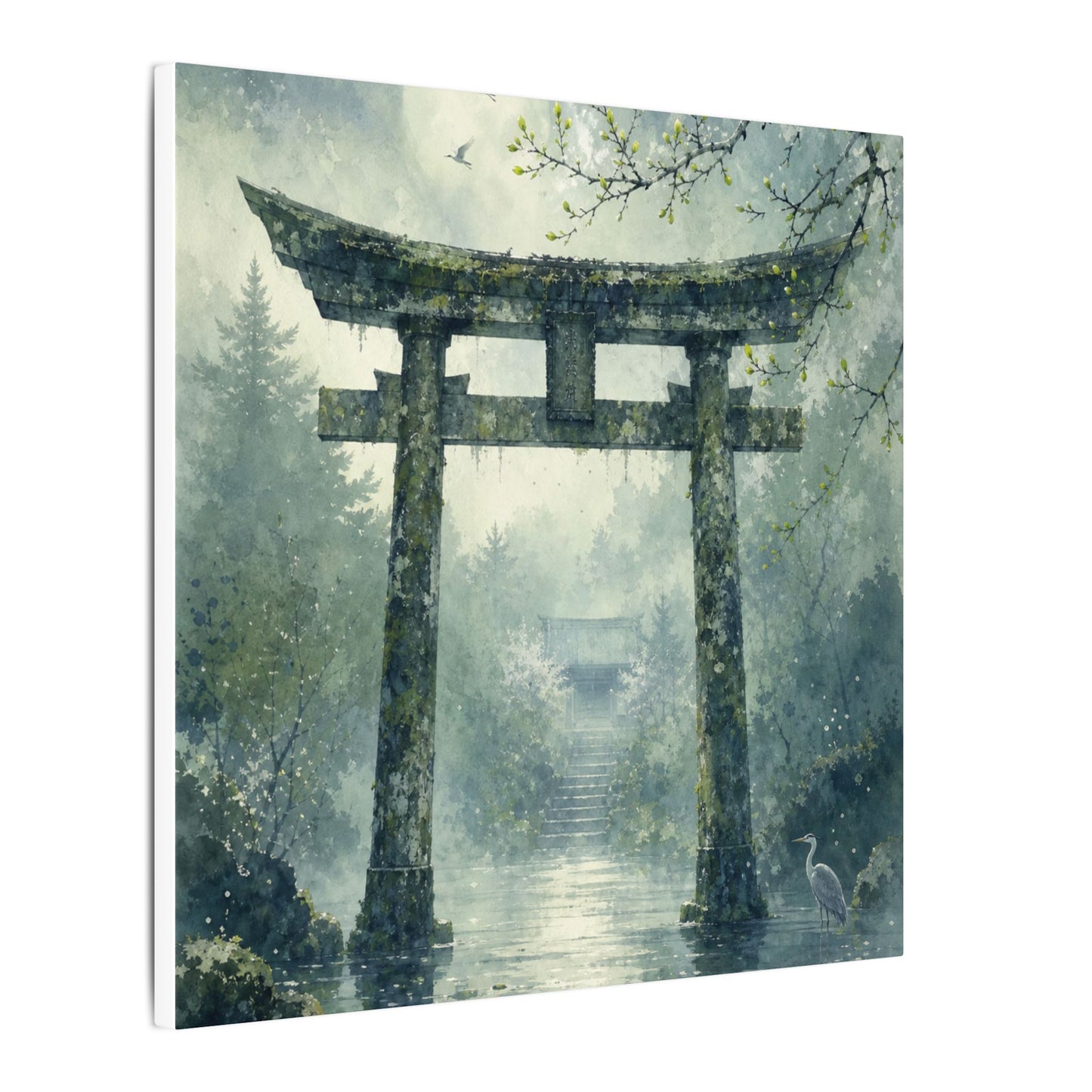 Earthy Torii Gate Canvas Art - Watercolor Japandi