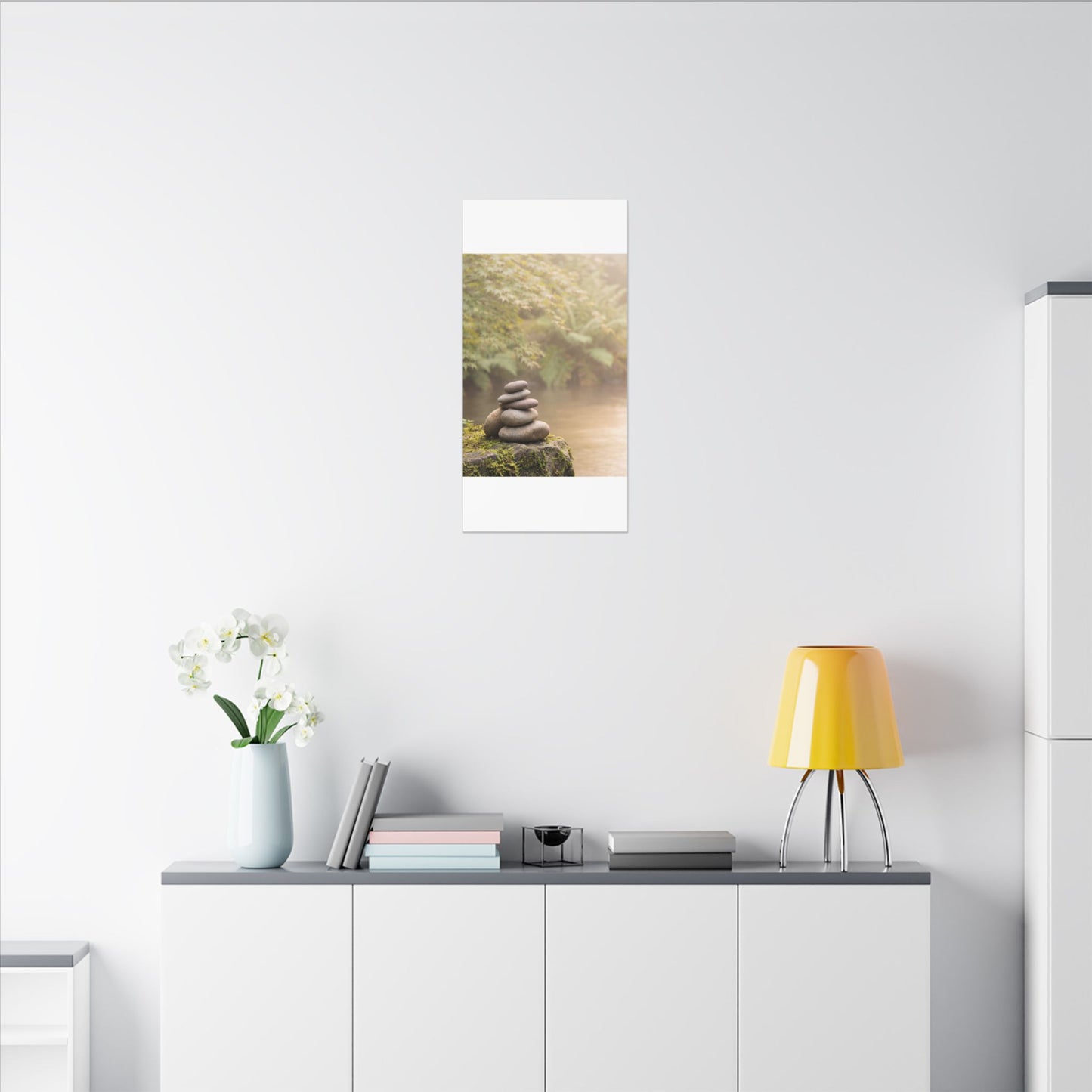 Cozy River Stones Canvas Art - Japanese Pattern Japandi