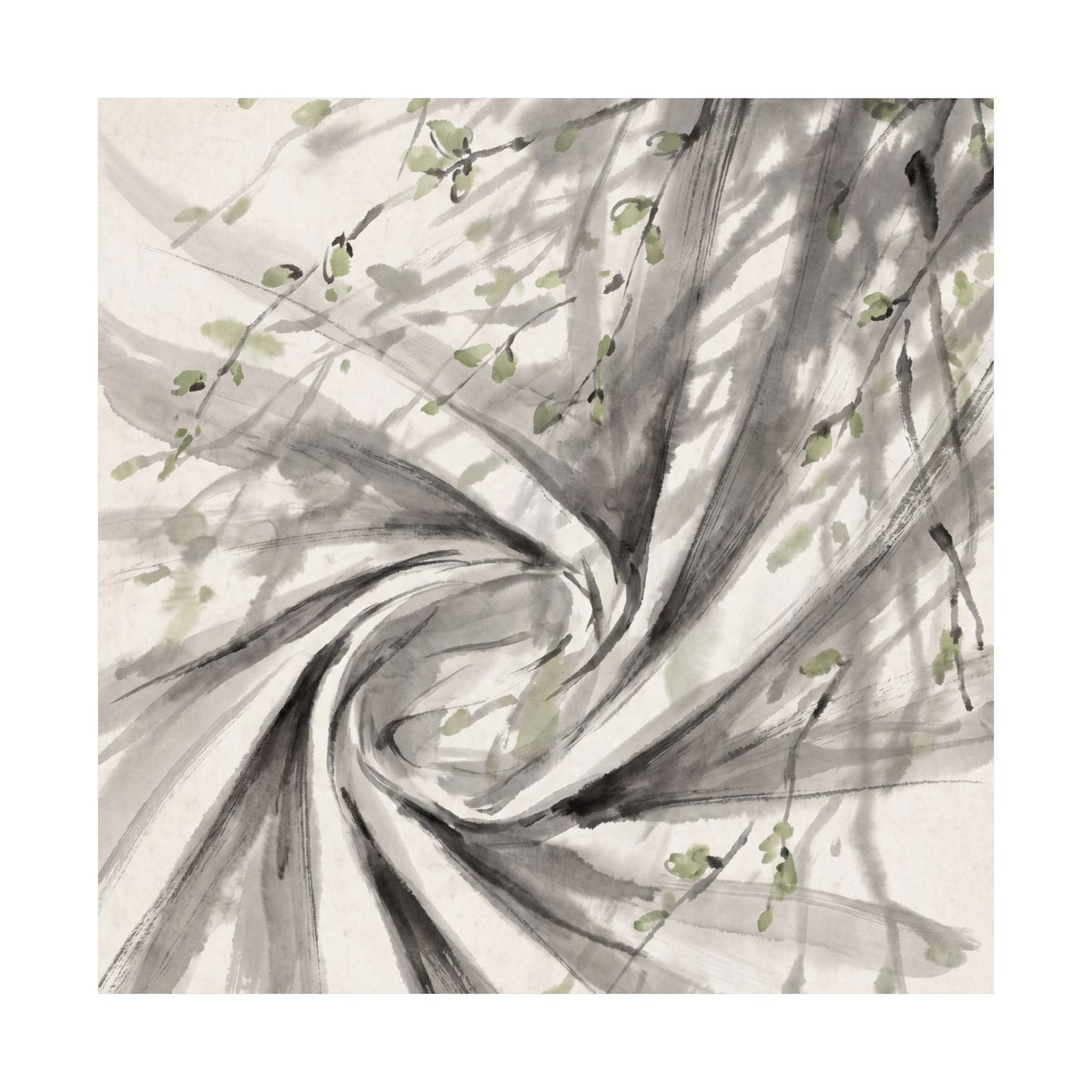 Silk Drape Wall Art Print | Spring Zen Sumi E Art