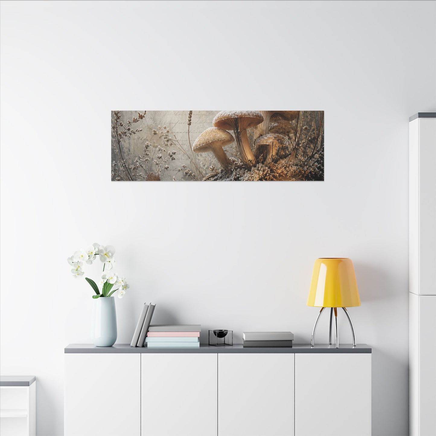 Wild Mushrooms Texture Canvas Art | Elegant Japandi Art