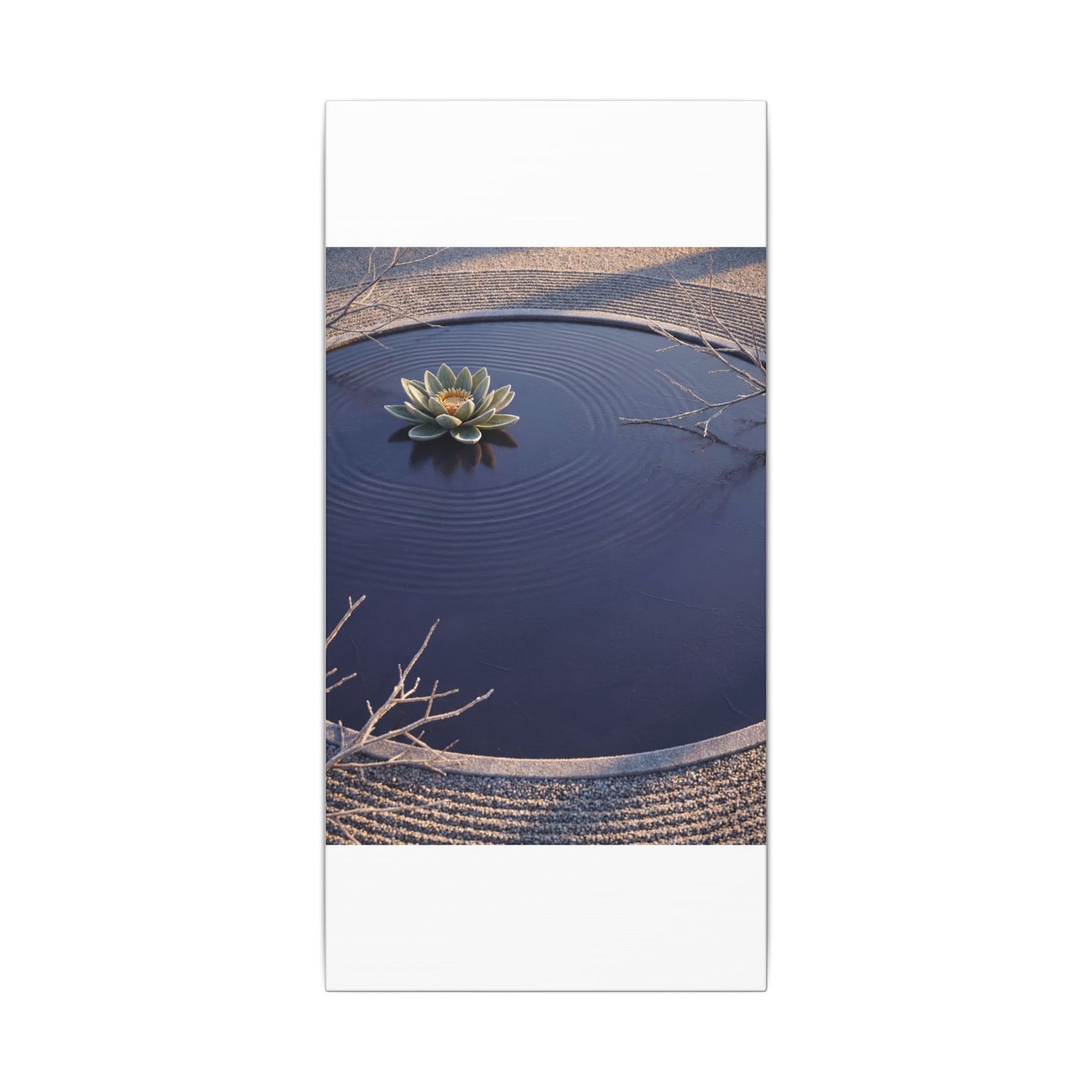 Lotus Flower Canvas Art | Winter Zen Karesansui Art