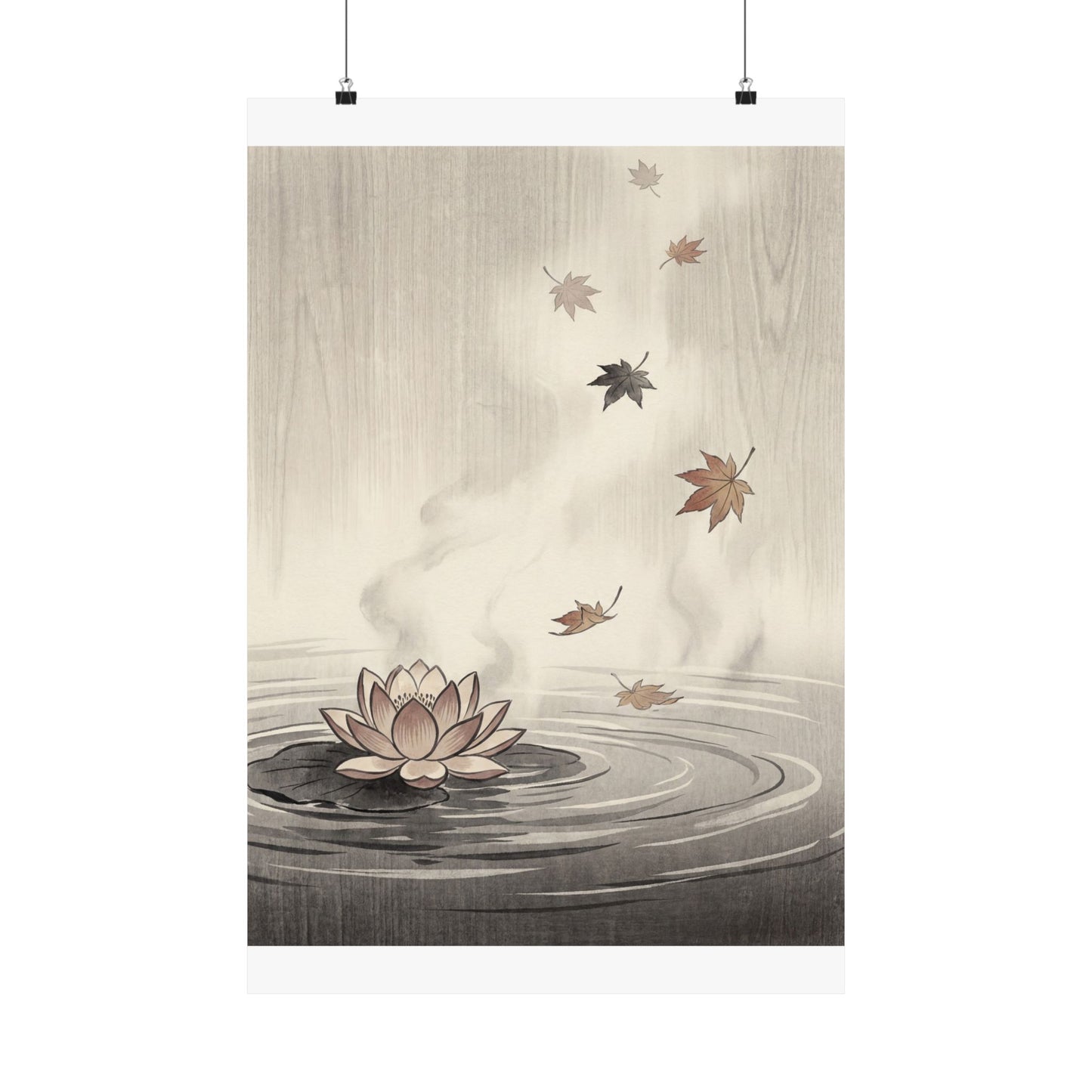 Lotus Flower Wall Art Print | Autumn Zen Ukiyo E Inspired Art Art Print