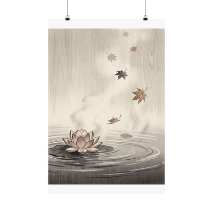 Lotus Flower Wall Art Print | Autumn Zen Ukiyo E Inspired Art Art Print