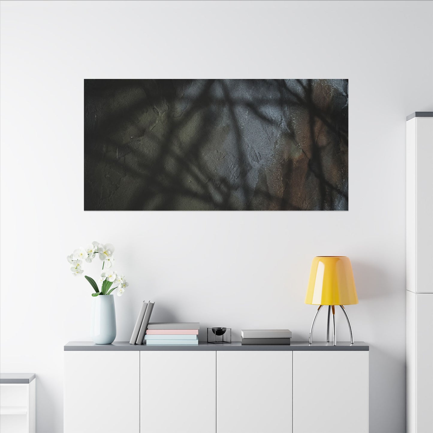Shadow Play Dark Texture Canvas Art | Sophisticated Dark Japandi Art