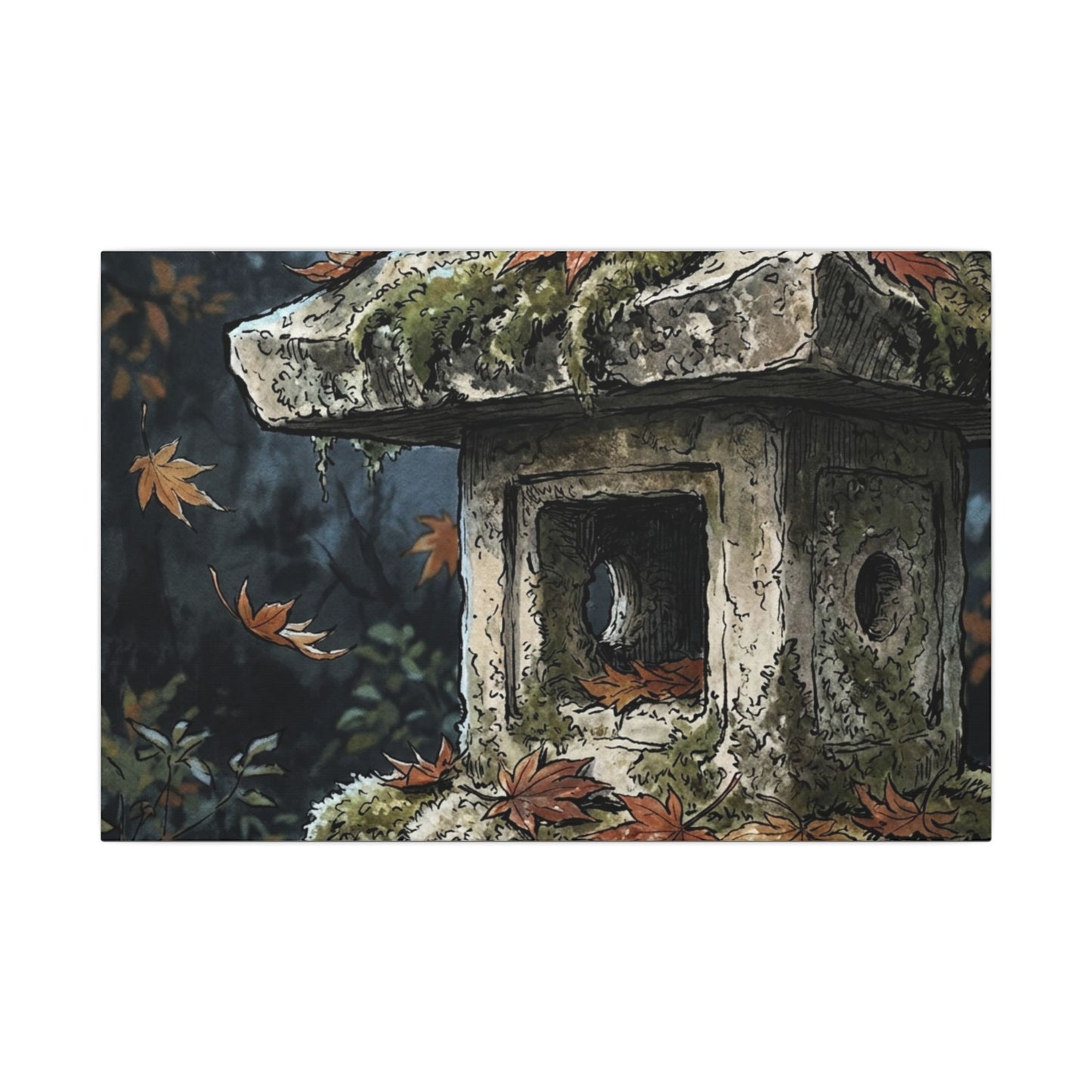 Shibui Stone Lantern Canvas Art - Japandi Minimal Line