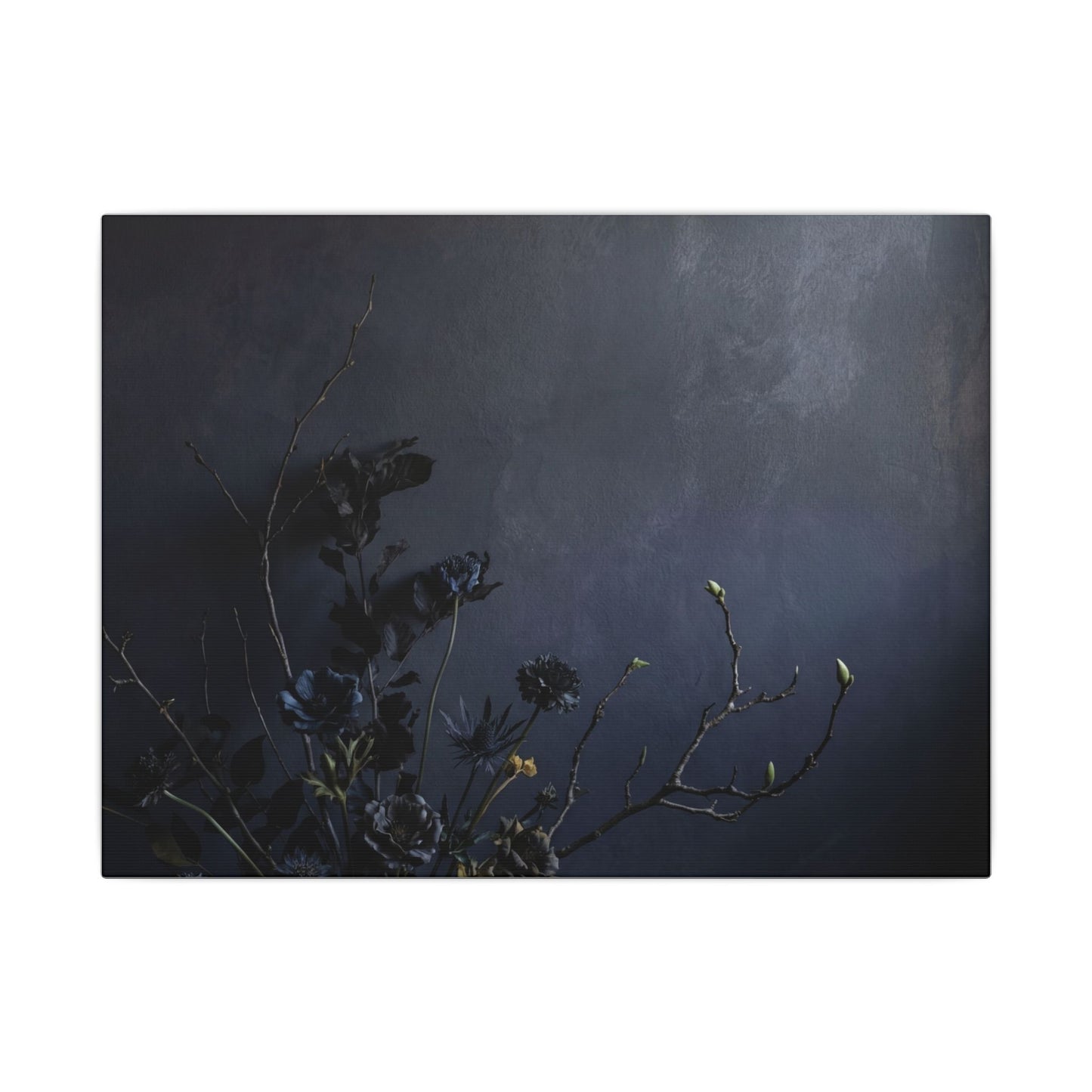 Dried Flowers Spring Canvas Art | Dark Japandi Moody Design Art Print