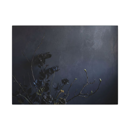 Dried Flowers Spring Canvas Art | Dark Japandi Moody Design Art Print