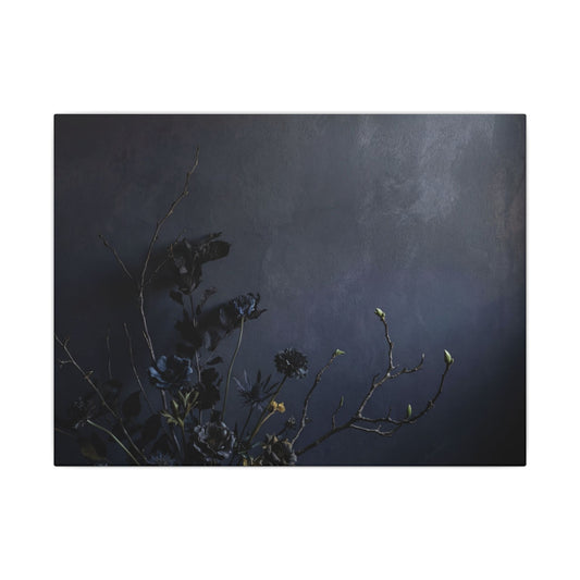 Dried Flowers Spring Canvas Art | Dark Japandi Moody Design Art Print