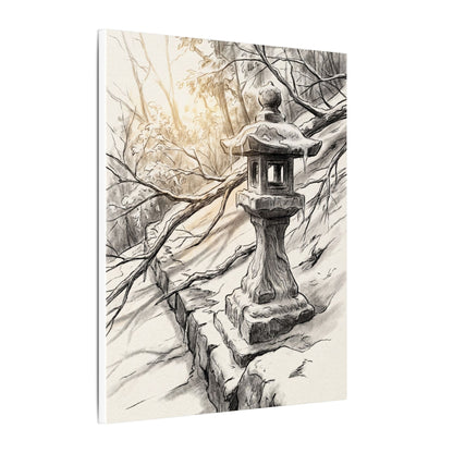 Golden Hour Stone Lantern Canvas Art - Japandi Kanso