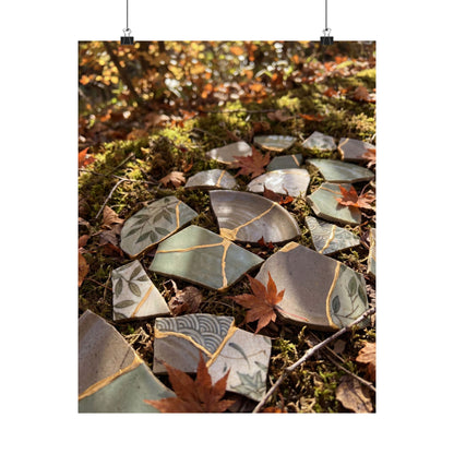 Japandi Broken Pottery in Dappled | Japanese Pattern Wall Art Print