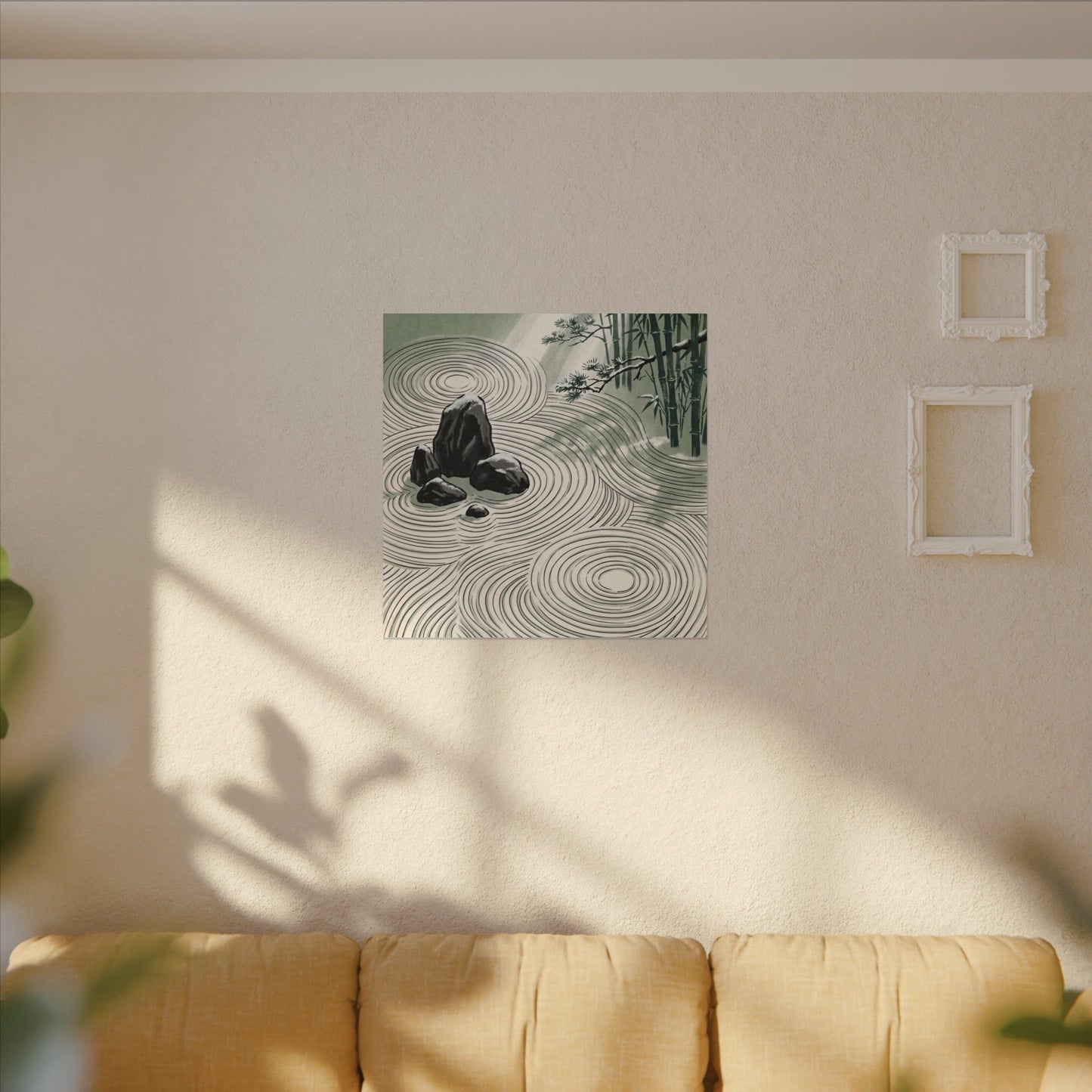 Shibui Rock Garden Canvas Art - Zen Ukiyo E Inspired