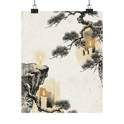Ma Pine Tree Wall Art Print - Japandi Japanese Pattern