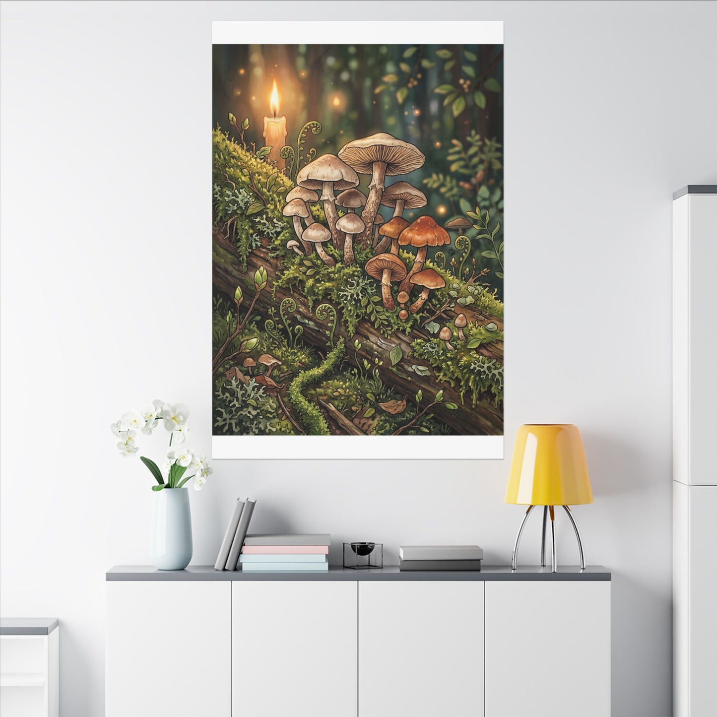 Spring Wild Mushrooms Herbarium Canvas Art | Rustic Decor