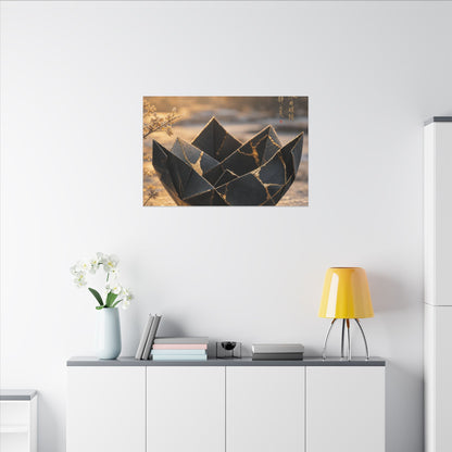 Kintsugi Paper Fold in Golden Hour | Gold Repair Canvas Art