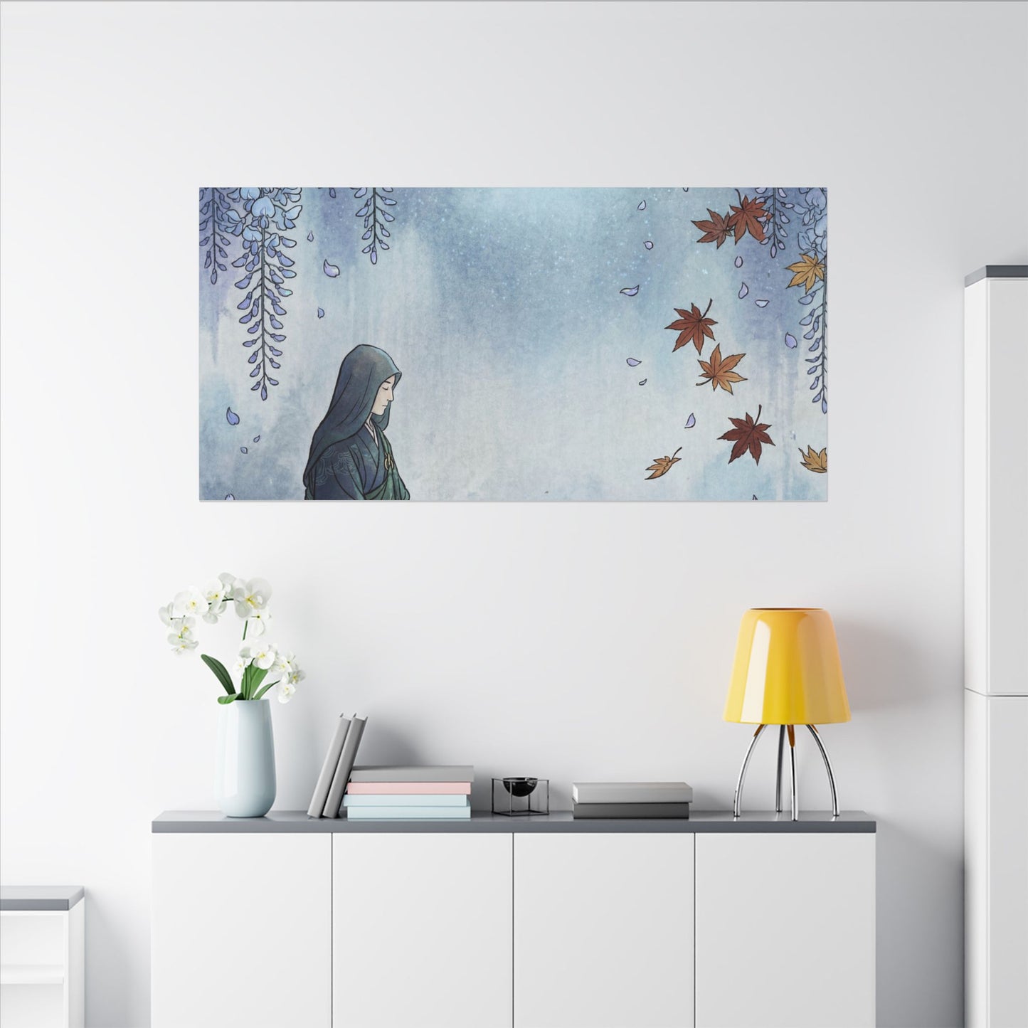 Zen Wisteria in Moonlight | Ukiyo E Inspired Canvas Art