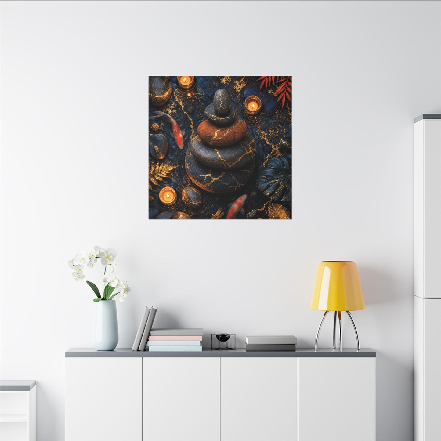 Summer River Stones Gold Vein Canvas Art | Resilient Decor