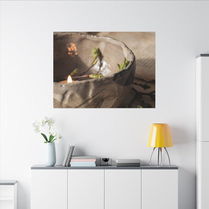 Candlelight Ceramic Bowl Canvas Art - Japandi Ma