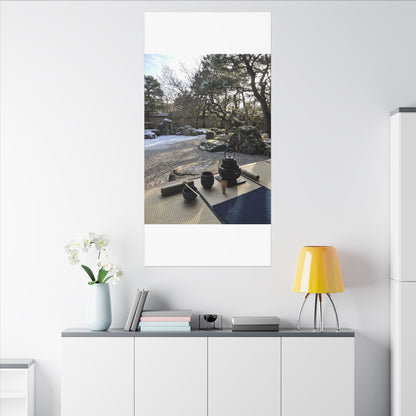 Winter Tea Ceremony Karesansui Canvas Art | Serene Decor