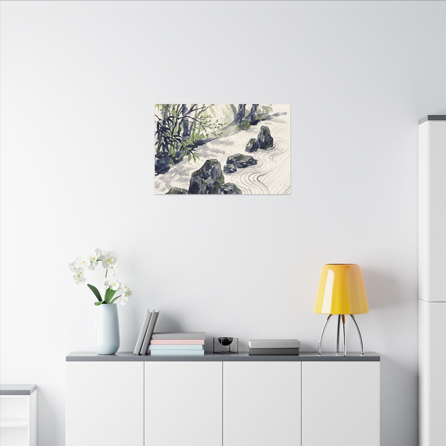 Dappled Rock Garden Canvas Art - Zen Mono No Aware