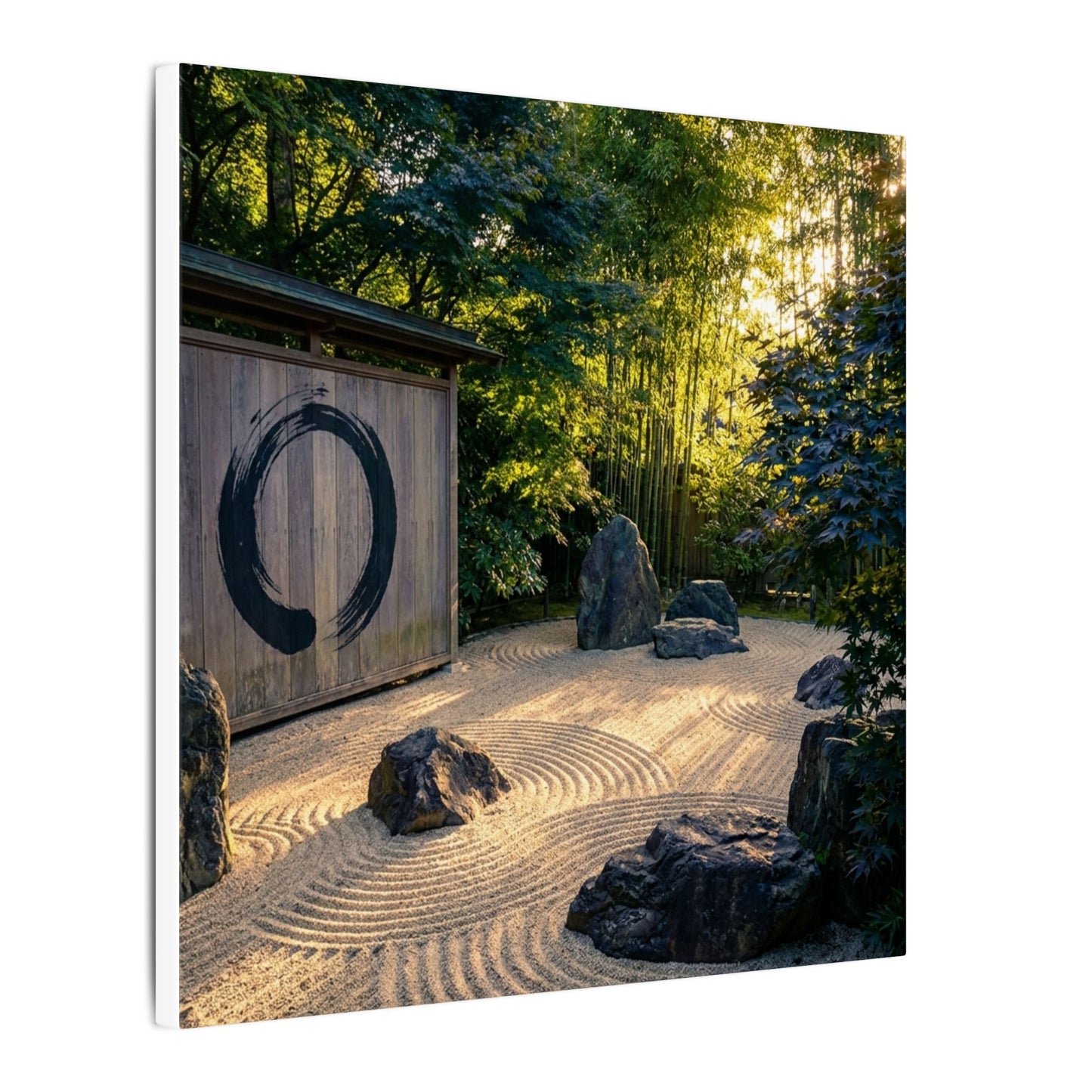 Rock Garden Enso Canvas Art | Tranquil Zen Art