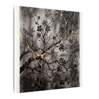 Kanso Cherry Blossom Canvas Art - Kintsugi Crackle Gold