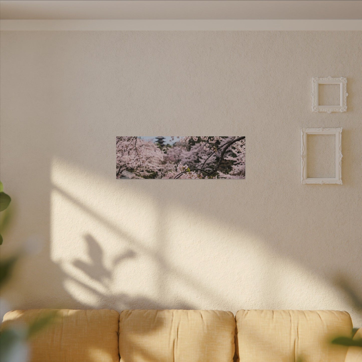Cherry Blossom Winter Canvas Art | Dark Japandi Luxurious Design