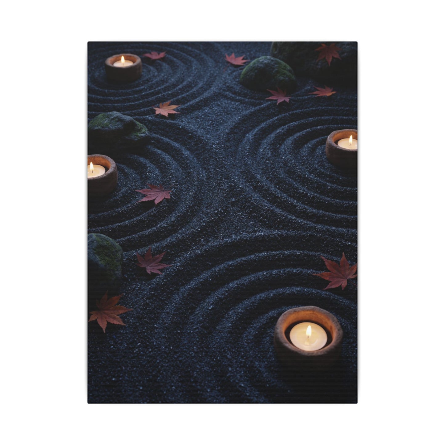 Seijaku Rock Garden Canvas Art - Dark Japandi Dark Texture