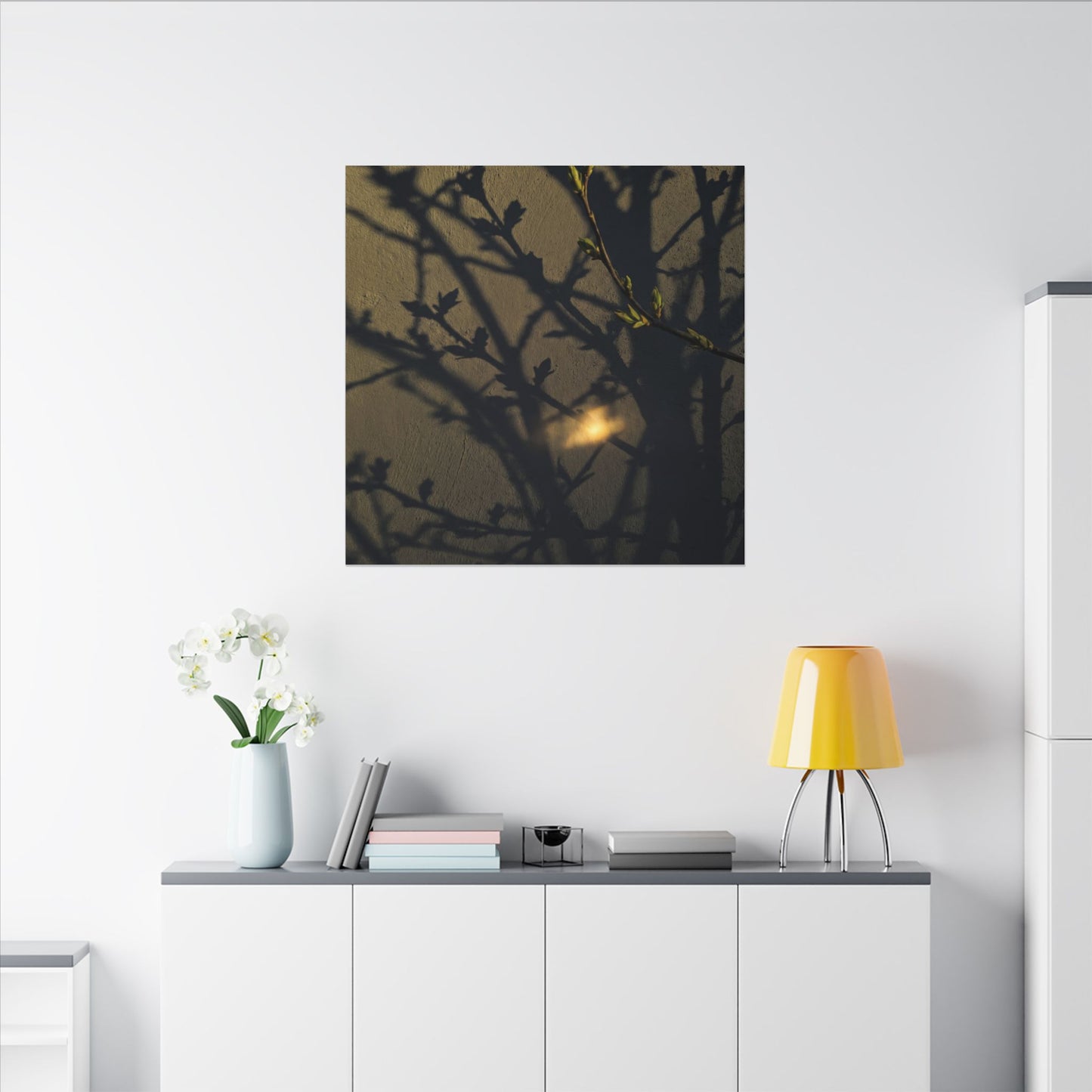Bold Shadow Play Canvas Art - Moody Minimal Dark Japandi
