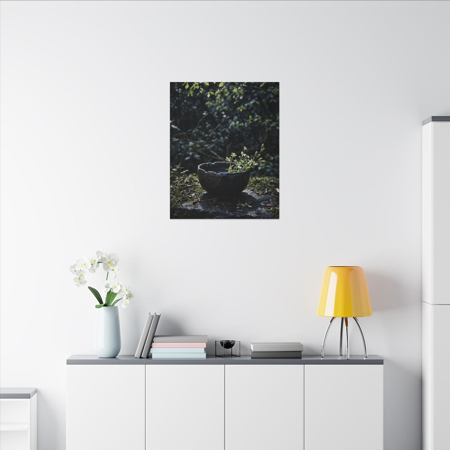 Dappled Ceramic Bowl Canvas Art - Dark Japandi Datsuzoku