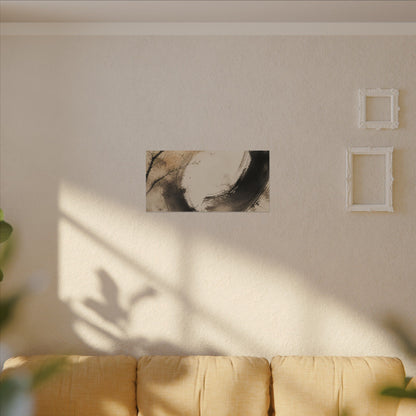 Japandi Ink Brushstroke in Golden Hour | Watercolor Canvas Art