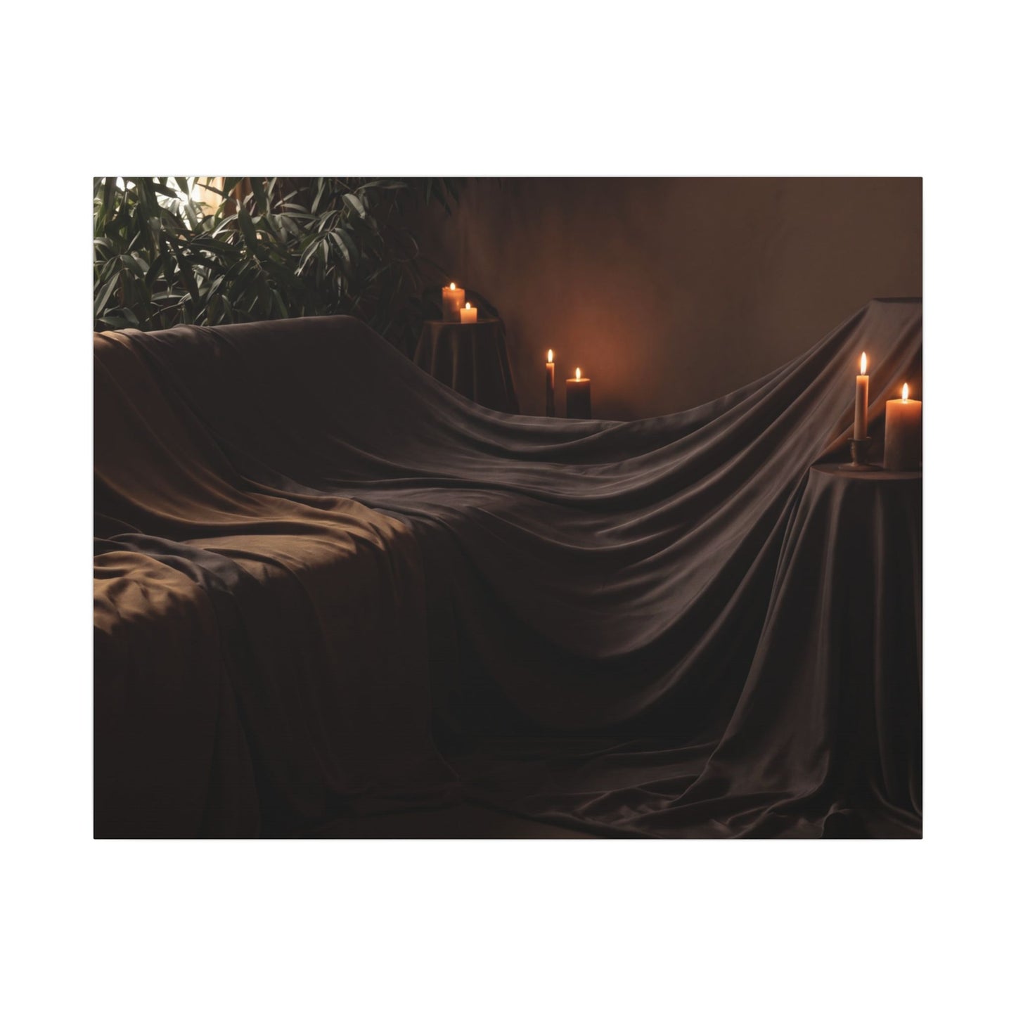 Candlelight Silk Drape Canvas Art - Dark Japandi Ma