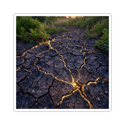 Summer Cracked Earth Crackle Gold Sticker | Philosophical Decor