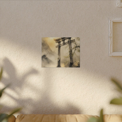 Spring Torii Gate Sumi E Canvas Art | Tranquil Decor