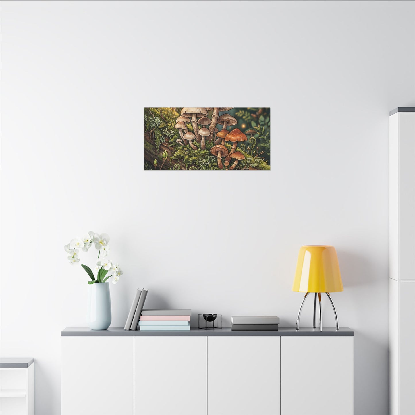 Spring Wild Mushrooms Herbarium Canvas Art | Rustic Decor