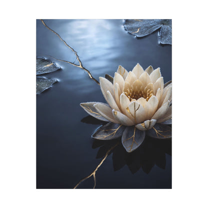 Beautiful Lotus Flower Canvas Art - Gold Vein Kintsugi
