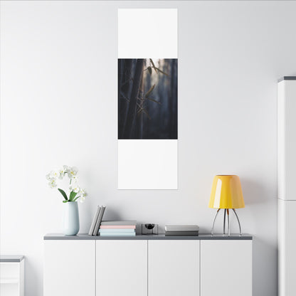 Dark Japandi Bamboo Grove in Dawn | Moody Minimal Canvas Art