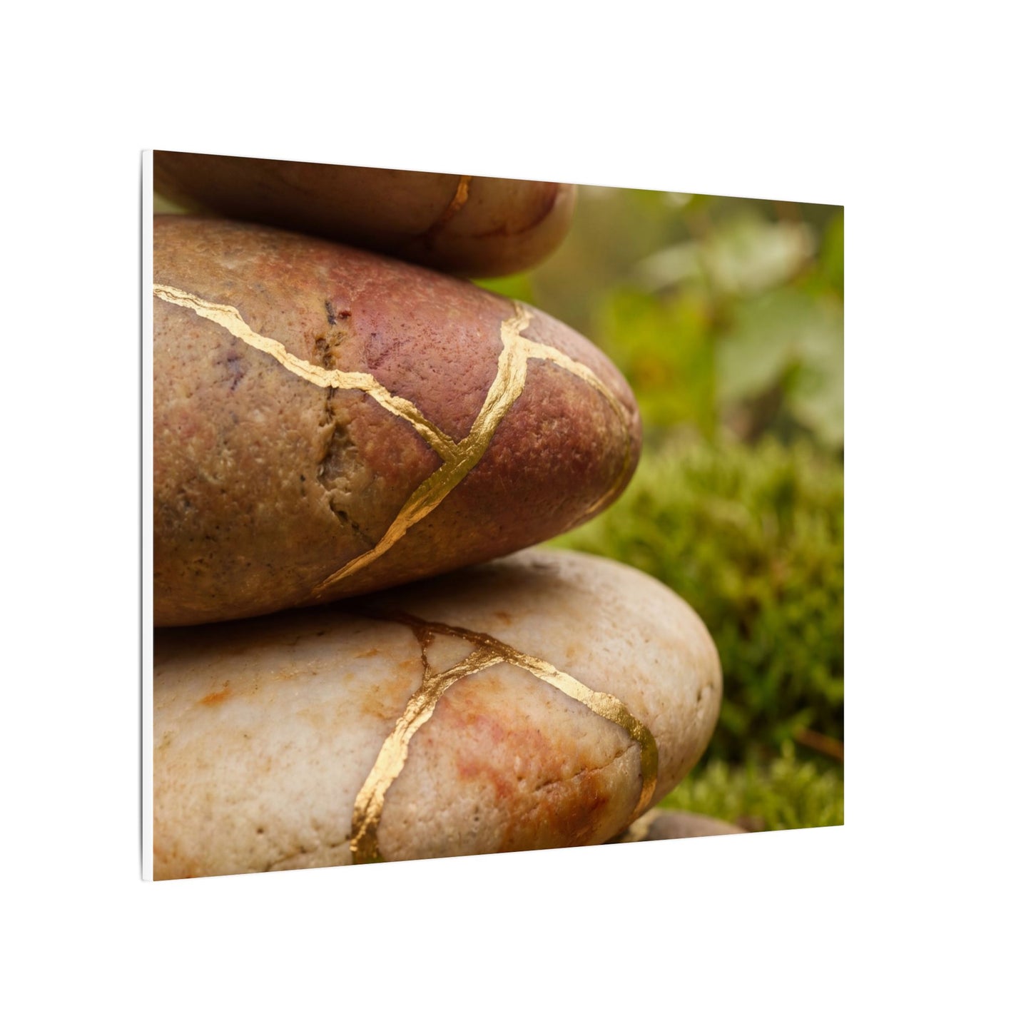 River Stones Summer Canvas Art | Kintsugi Healing Design