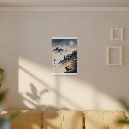 Mountain Mist Canvas Art | Winter Zen Ukiyo E Inspired Art