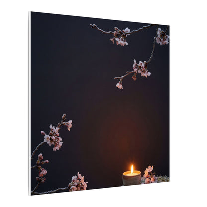 Dark Japandi Cherry Blossom in Candlelight | Moody Minimal Canvas Art
