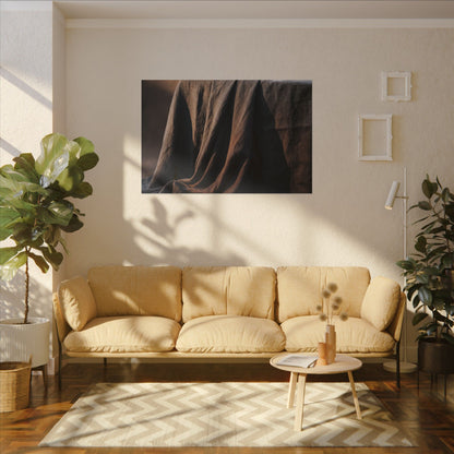 Silk Drape Canvas Art | Winter Dark Japandi Shadow Zen Art