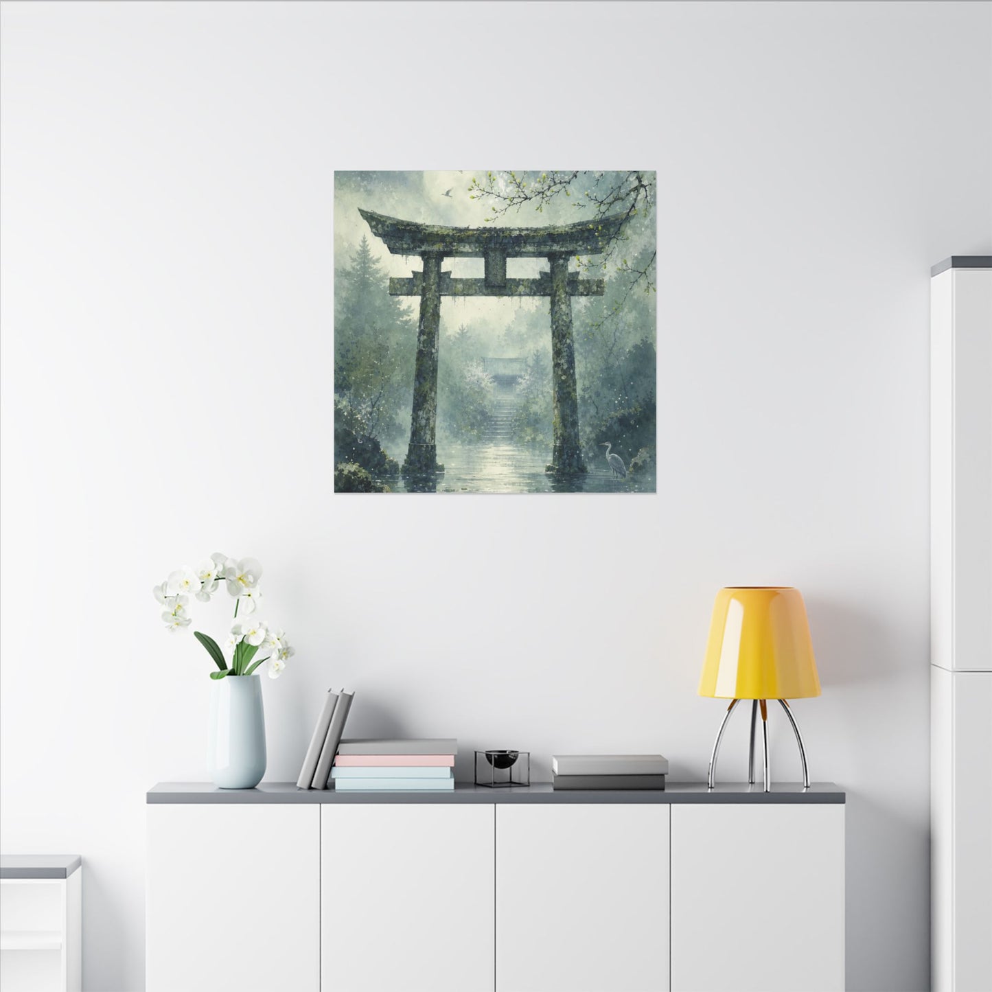 Earthy Torii Gate Canvas Art - Watercolor Japandi