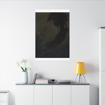 Seijaku Ink Brushstroke Canvas Art - Dark Japandi Moody Minimal
