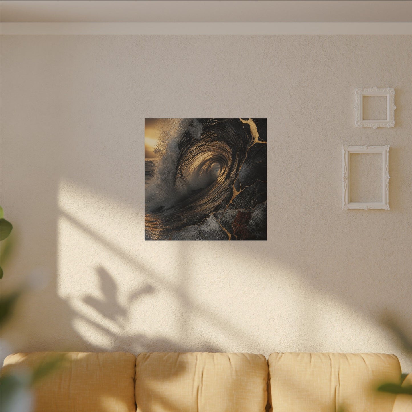 Kanso Ocean Wave Canvas Art - Kintsugi Gold Vein