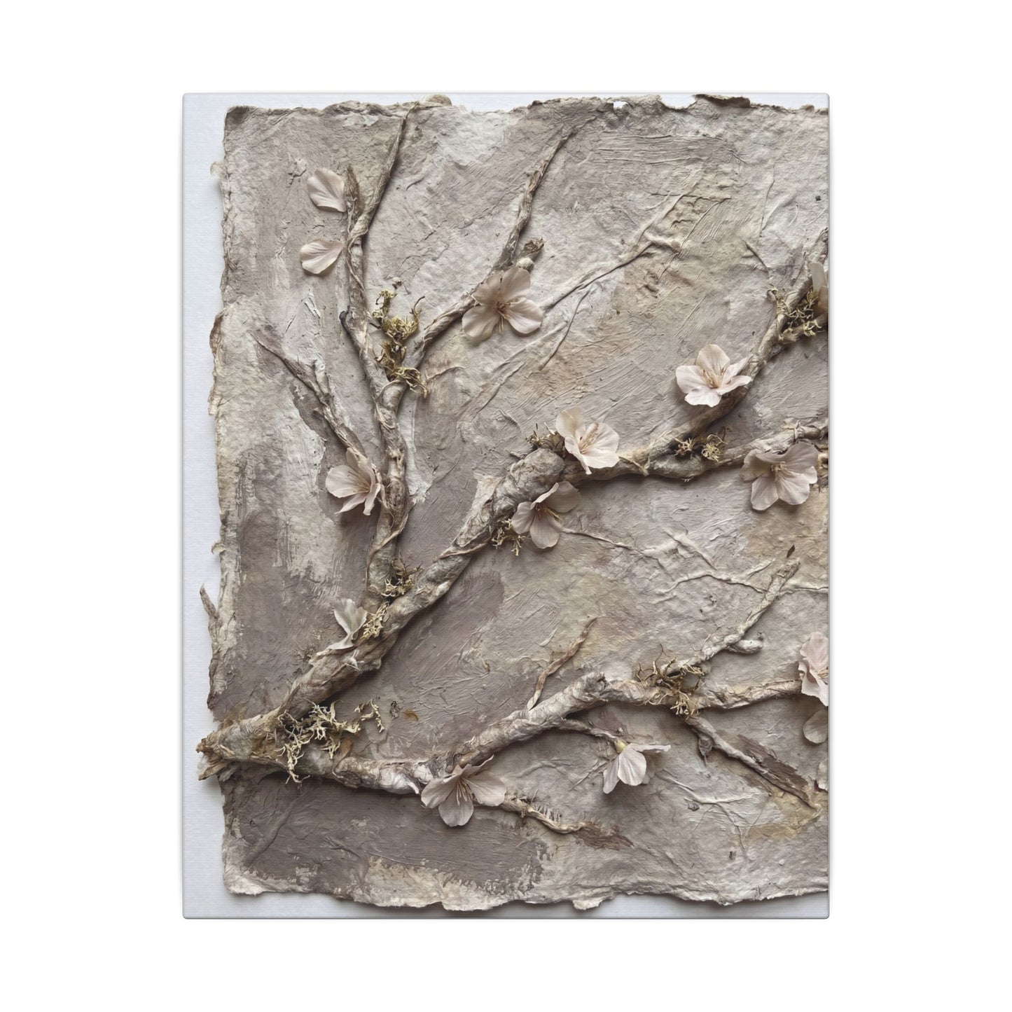 Summer Cherry Blossom Texture Canvas Art | Earthy Decor