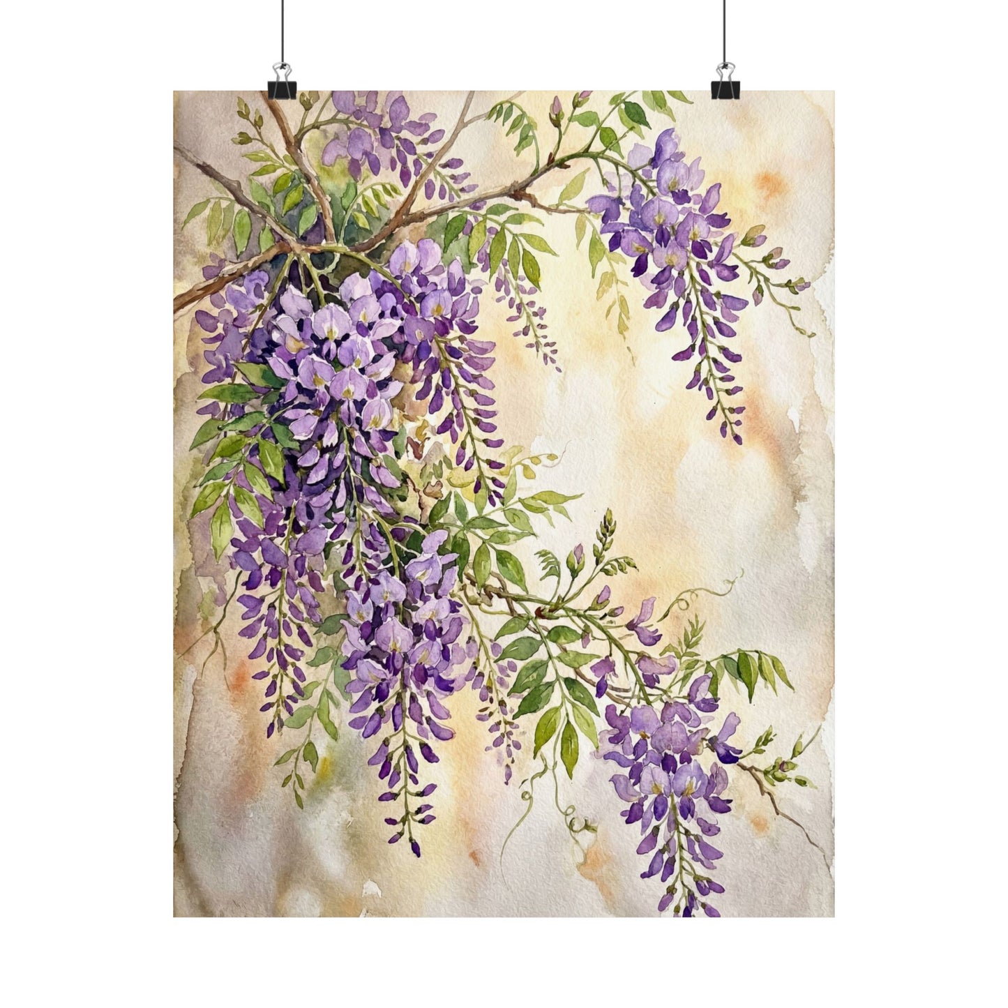 Fukinsei Wisteria Wall Art Print - Japandi Watercolor Art Print