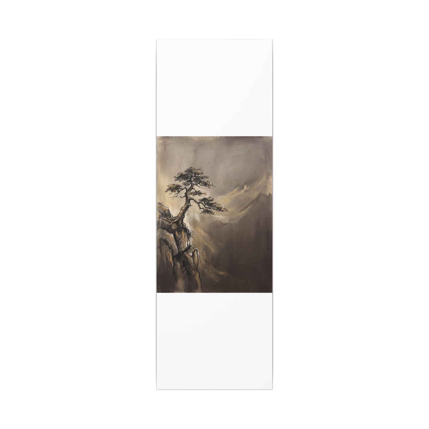 Pine Tree Charcoal Ink Canvas Art | Luxurious Dark Japandi Art