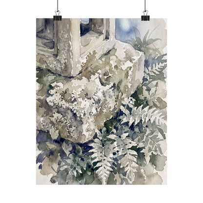 Moonlight Stone Lantern Wall Art Print - Japandi Fukinsei Art Print